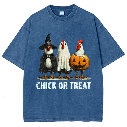 Halloween Chick or Treat Vintage Distressed T-shirt
