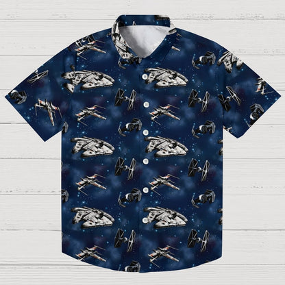 Space WarBlue Ships Geek Hawaiian Shirt