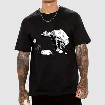 Picking Up Feces With A Huge Poop Bag Empire Robot Dog-Planet Battles Geek T-Shirt