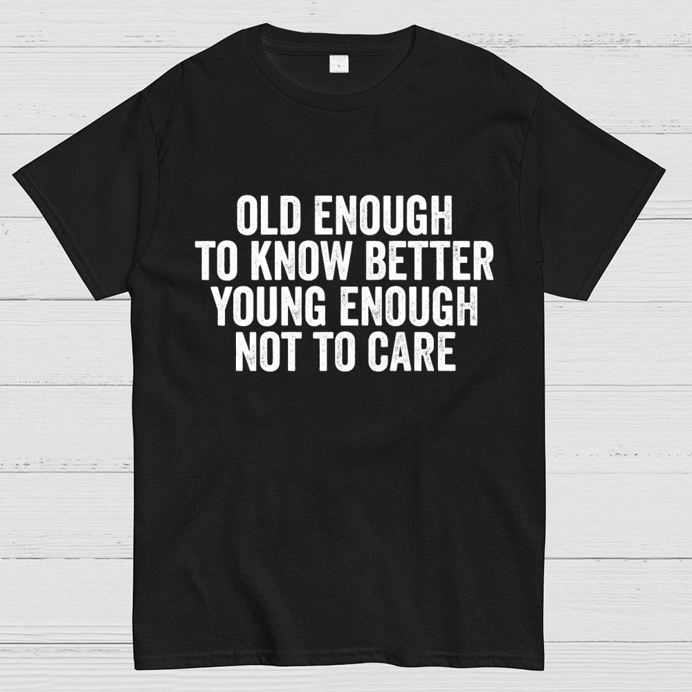 Old Enough To Know Better, Young Enough Not To Care Geek T-Shirt