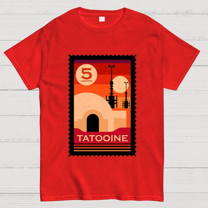 Double Suns Retro Postage Stamp Geek T-Shirt