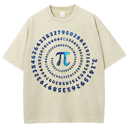 Pi Spiral Vintage Distressed T-shirt