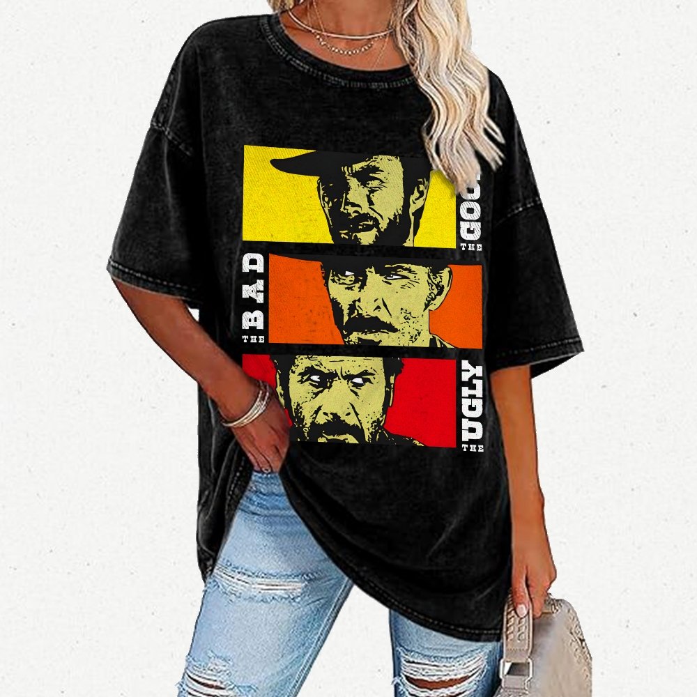 The Good The Bad The Ugly Cat   Vintage Distressed T-shirt