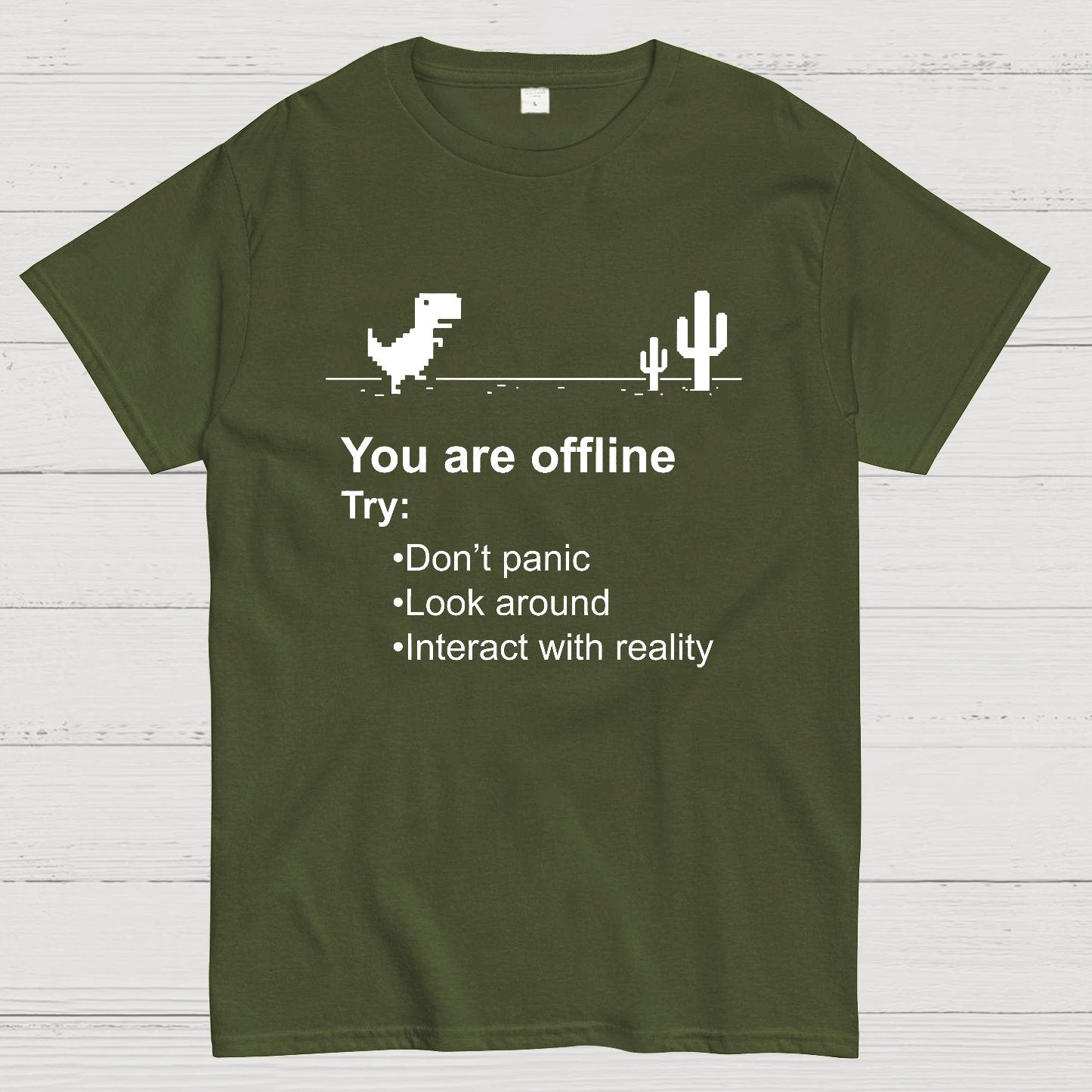 Offline Without Internet, Don't Panic Geeky T-Shirt