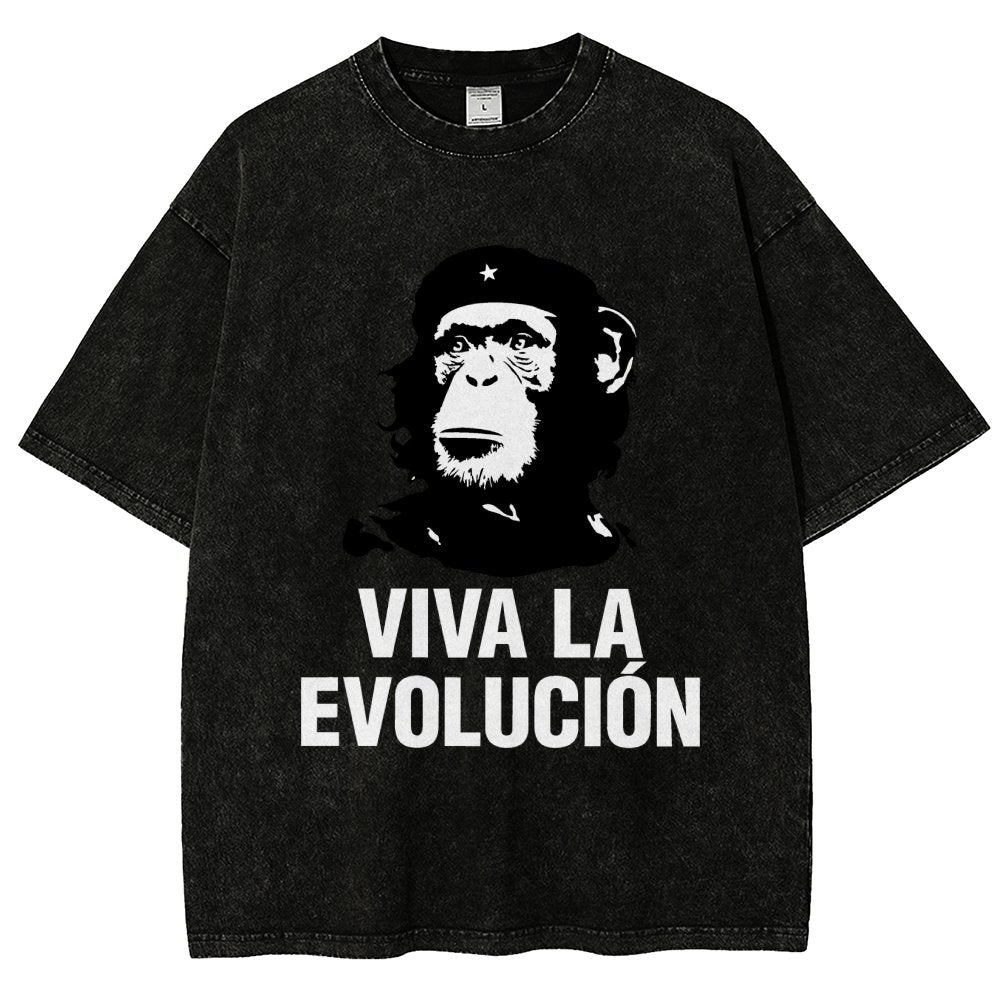 Marxist Evolution Funny Chimpanzee Monkey Rebellious Figure Parody Slogan Vintage Distressed T-shirt