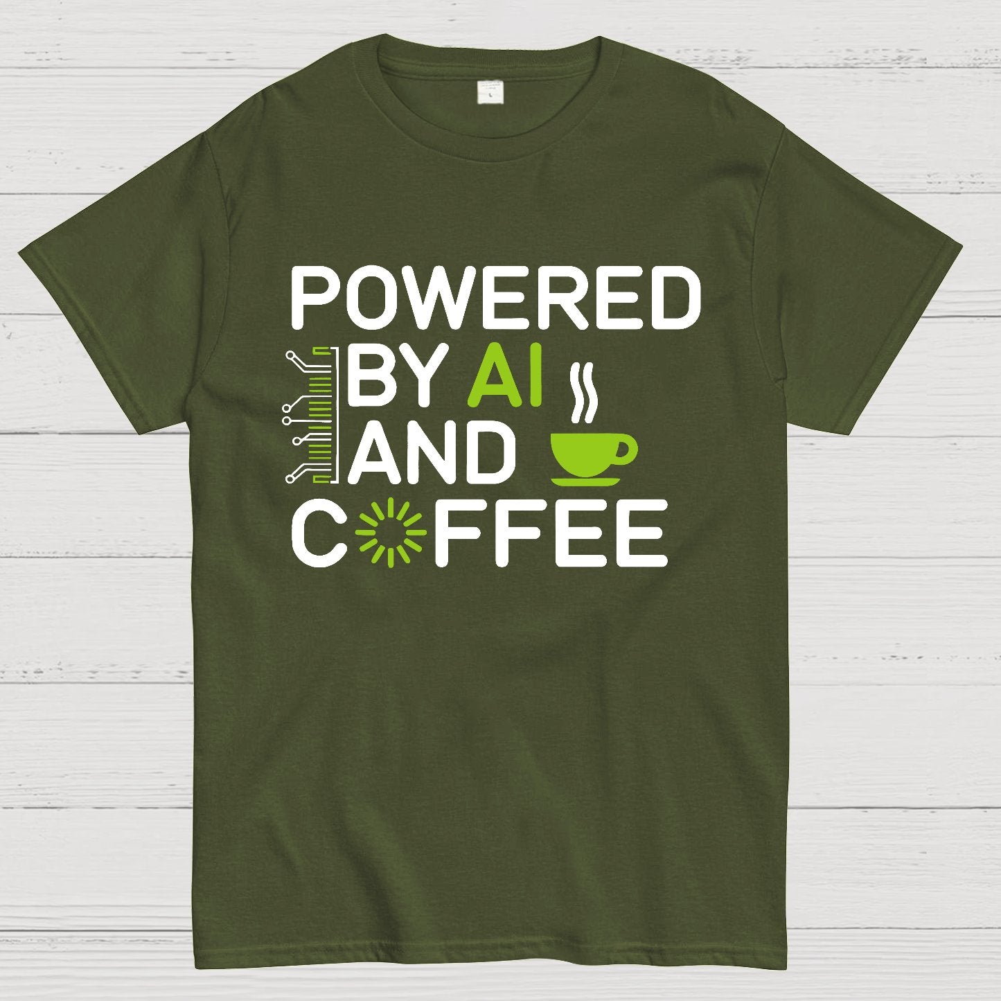 Powered By AI And Coffee Geek T-Shirt