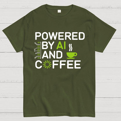 Powered By AI And Coffee Geek T-Shirt