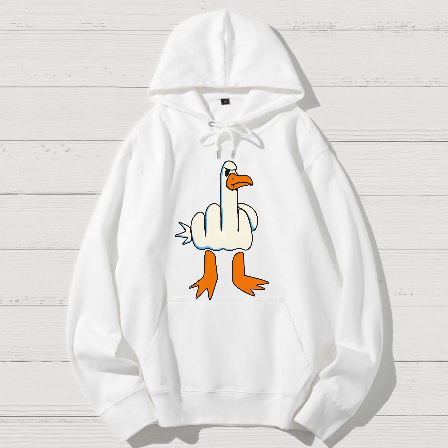 Rude Seagull Design Funny Geek Cotton Hoodie