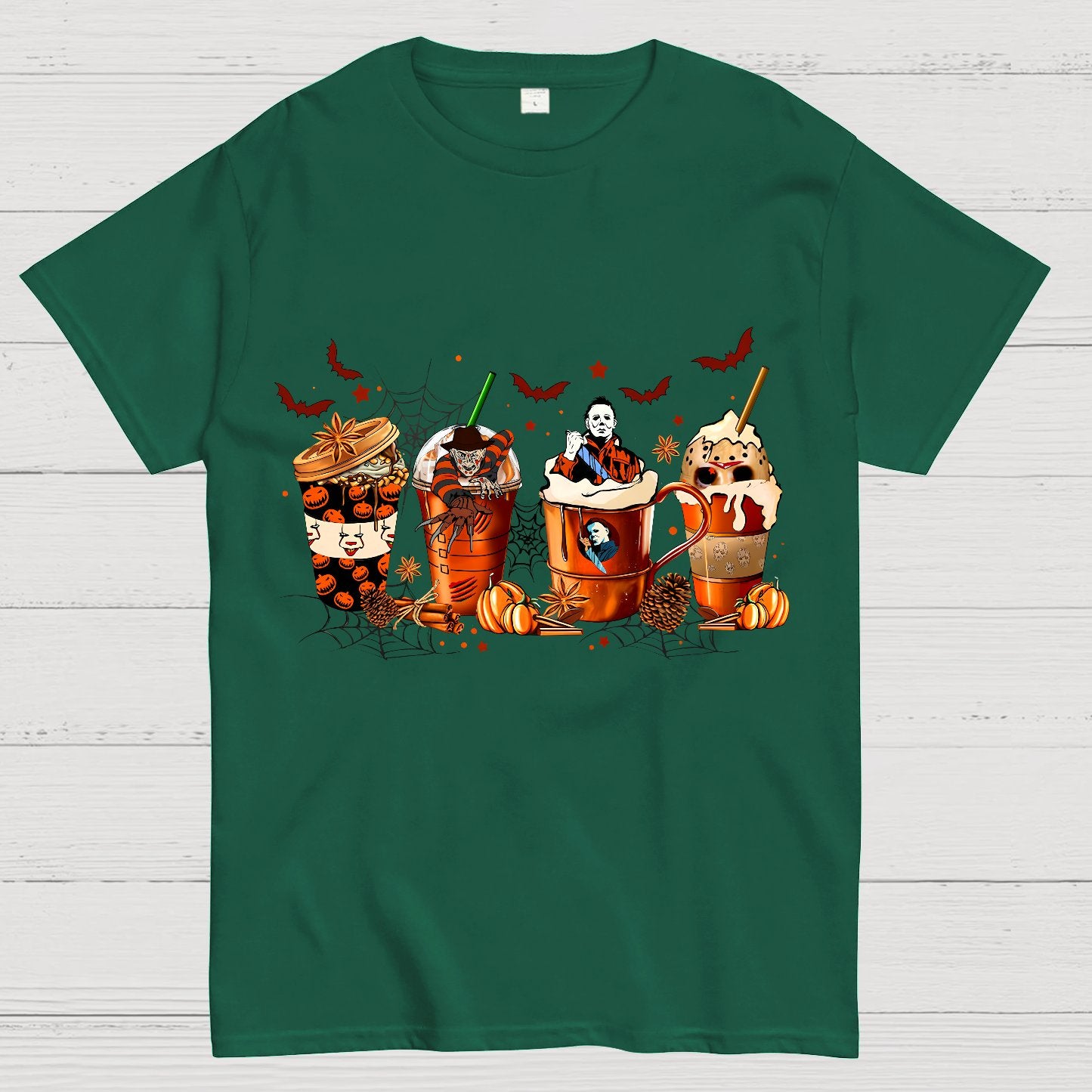 Skeleton Coffee Cups Halloween Geeky T-Shirt