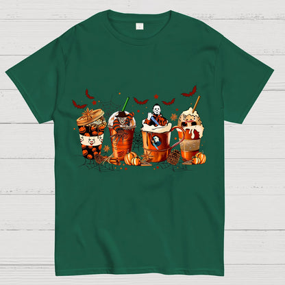 Skeleton Coffee Cups Halloween Geeky T-Shirt