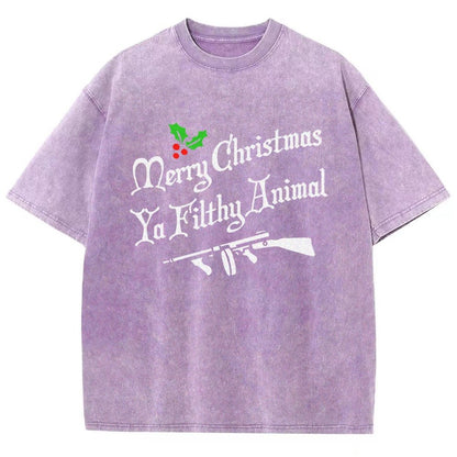 Merry Christmas Ya Filthy Animal Vintage Distressed T-shirt