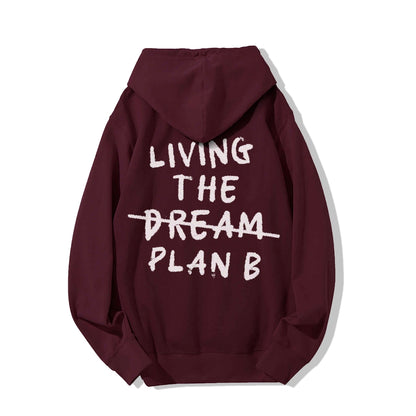 Living Plan B Printed Back Unisex Cotton Hoodie