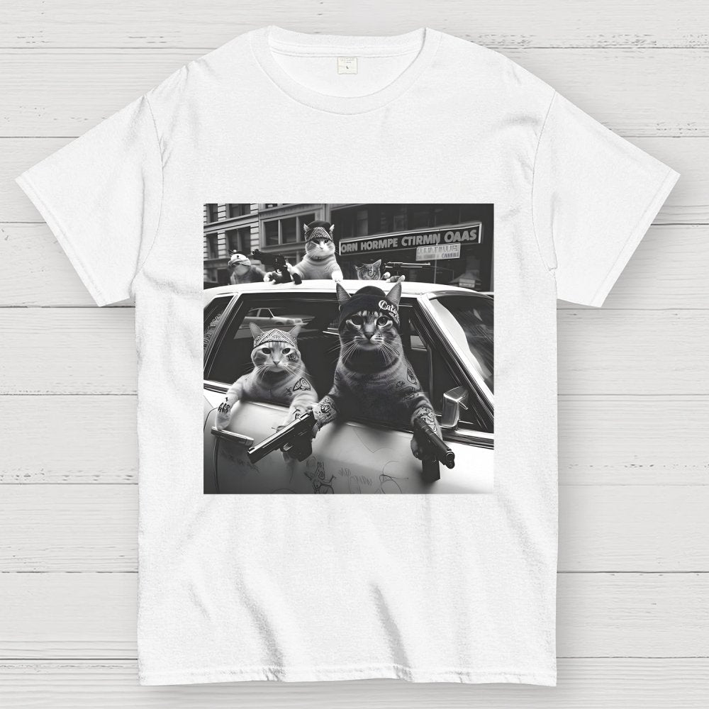 Funny Cat Gang Vintage Unisex Geek T-Shirt