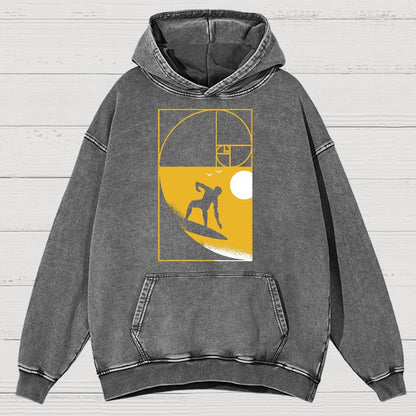 Golden Spiral Wave Geek Vintage Distressed Hoodie