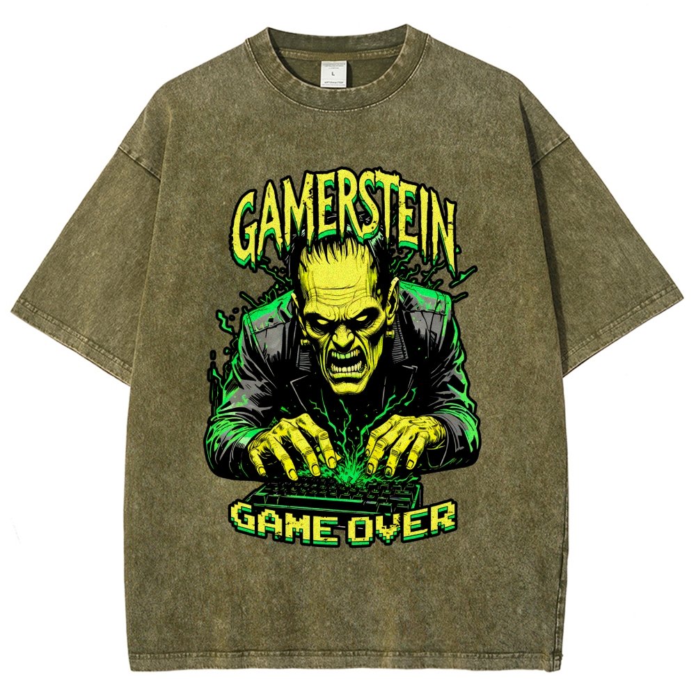 Gamerstein Game Over Funny Halloween Vintage Distressed T-shirt