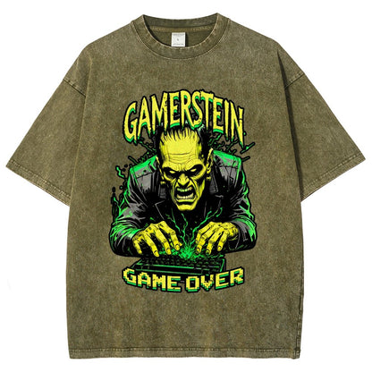 Gamerstein Game Over Funny Halloween Vintage Distressed T-shirt