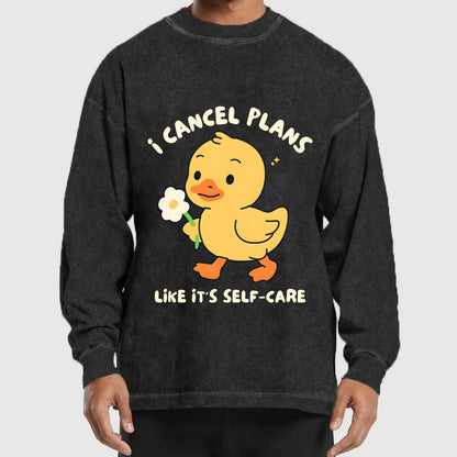 I Cancel Plans Washed Long Sleeve Tee