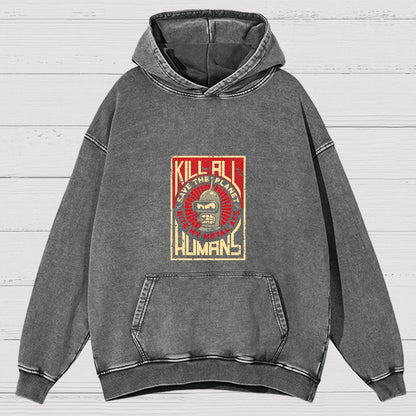 Save The Earth And Kill All Humans Vintage Distressed Hoodie