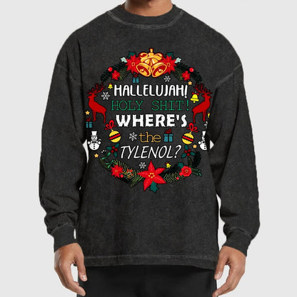 Where's The Tylenol Christmas. Autism Awareness Washed Long Sleeve Tee