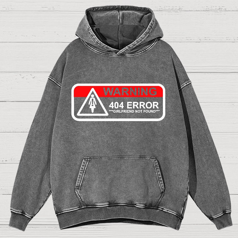 Girlfriend Not Found 404 Errorfunny Warning Vintage Distressed Hoodie