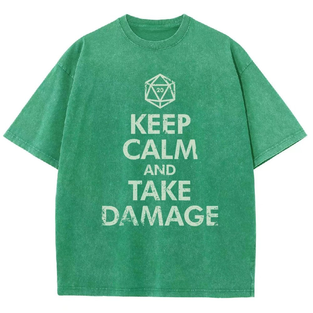 Keep Calm and Take Damage Vintage Distressed T-shirt