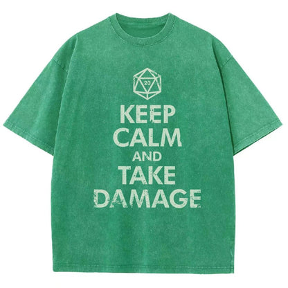 Keep Calm and Take Damage Vintage Distressed T-shirt