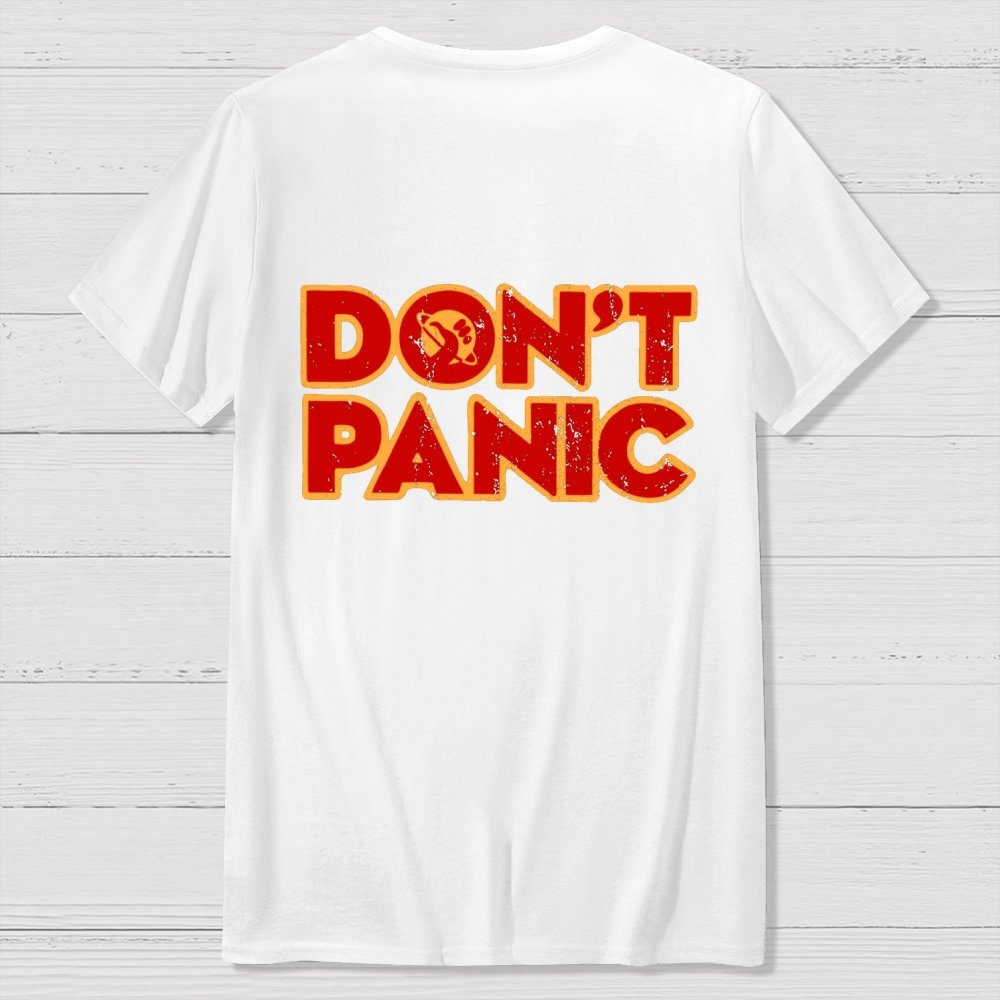 Dont Panic Vintage Distressed Front And Back Printing Geek T-Shirt