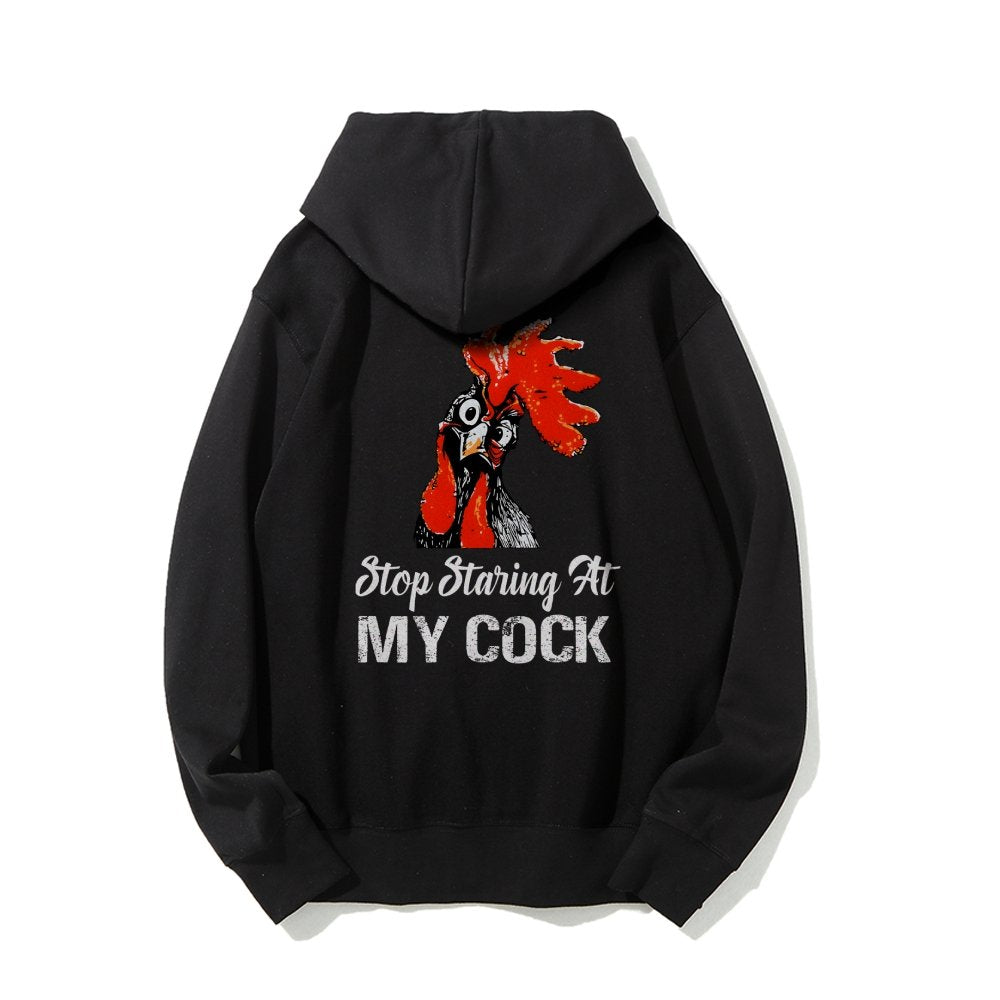 Stop Staring at My Cock Printed Back Unisex Cotton Hoodie