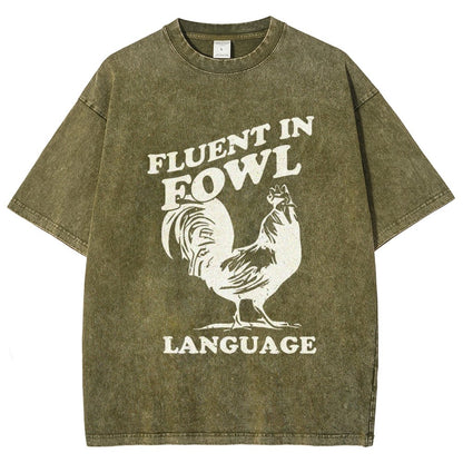 Chicken Turkey Fluent In Fowl Language Vintage Distressed T-shirt
