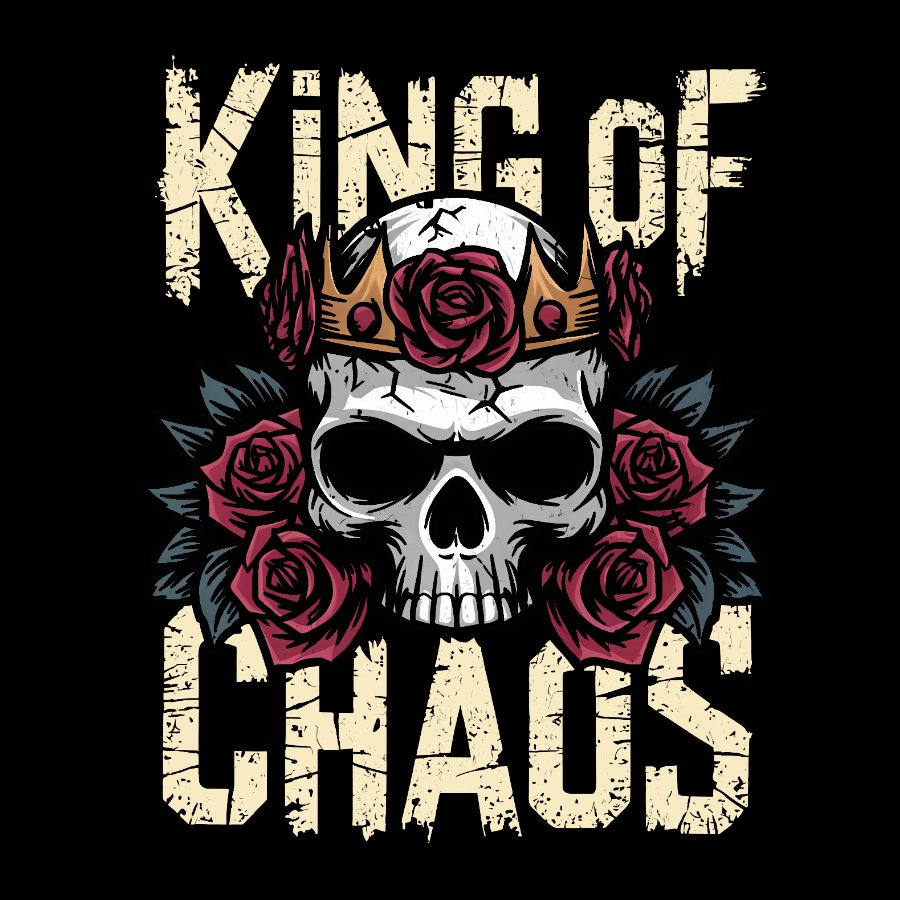 King of Chaos Skull Rose Crown Nerdy T-Shirt