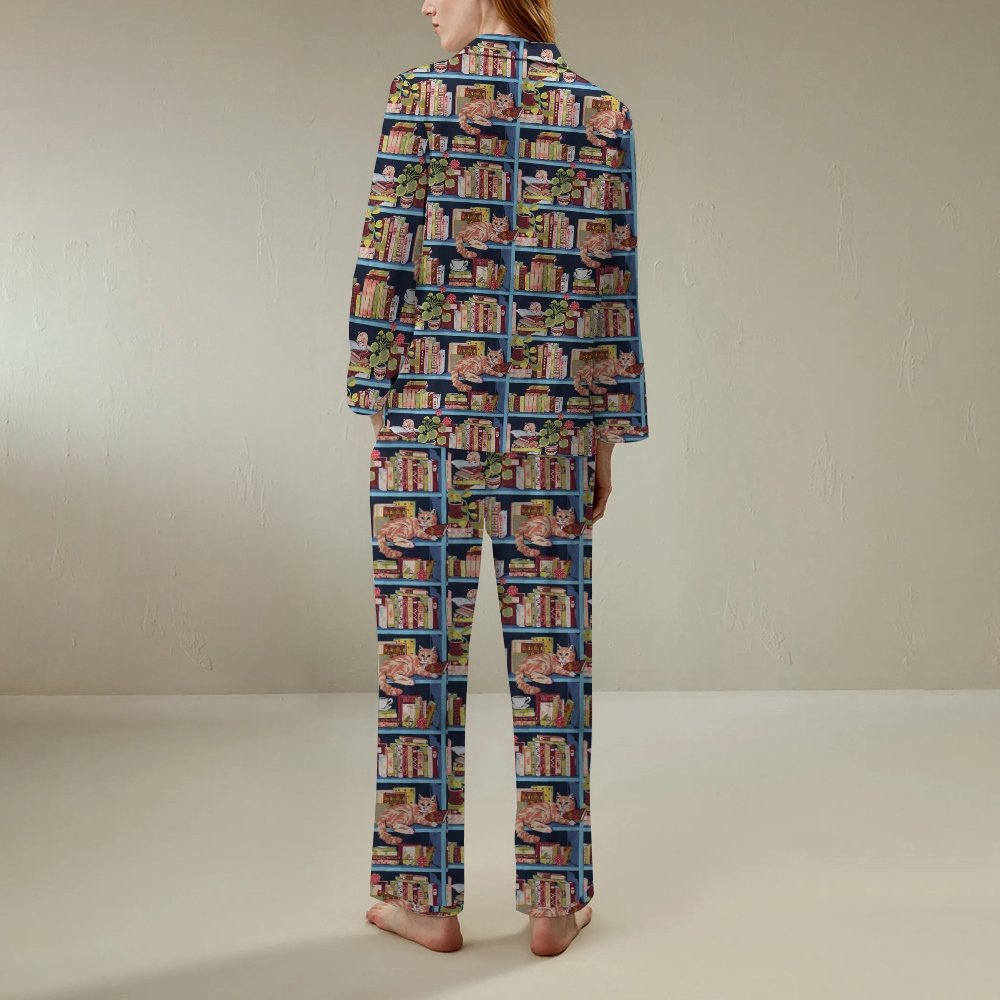Cat Art Pattern Geek Long Sleeve Pajama Set