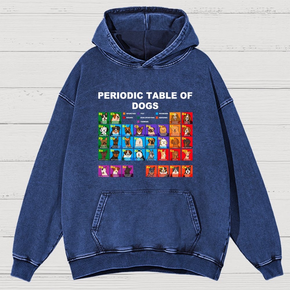 Periodic Table of Dogs  Dog Lover  Funny Science Vintage Distressed Hoodie
