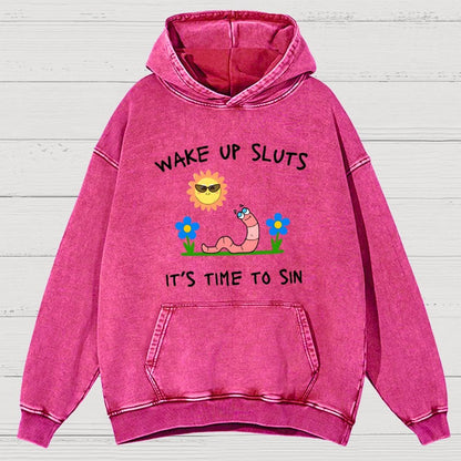 Wake Up Sluts Vintage Distressed Hoodie