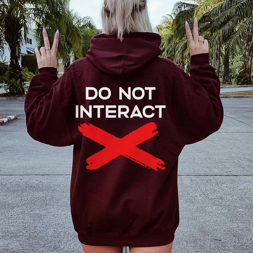 Do Not Interact Printed Back Unisex Cotton Hoodie