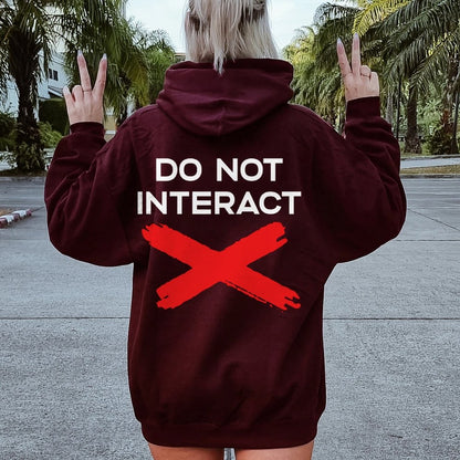 Do Not Interact Printed Back Unisex Cotton Hoodie