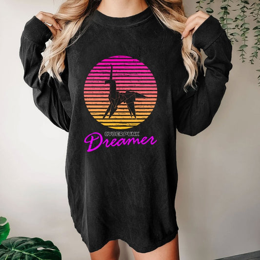 Cyberpunk Dreamer Washed Long Sleeve Tee