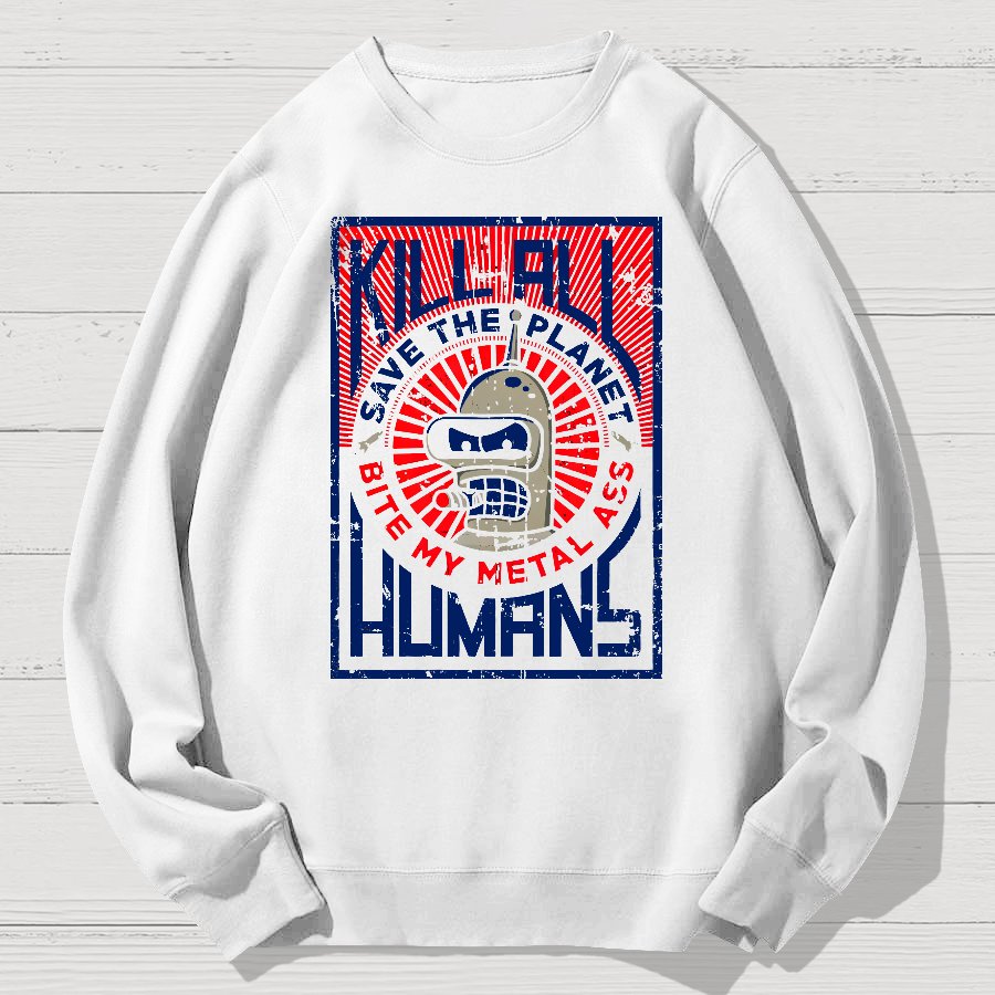 Save The Earth And Kill All Humans Nerdy Dont Panic Geek Cotton Sweatshirt