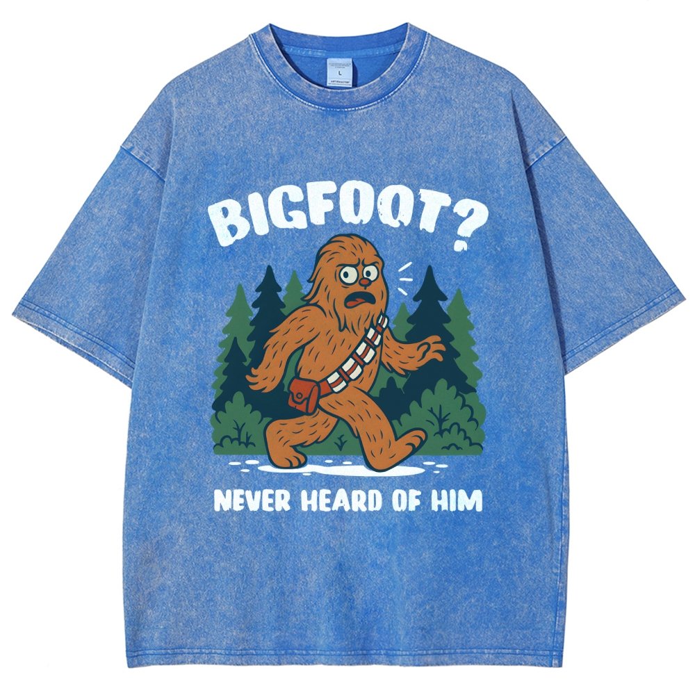 Bigfoot Never Heard Of Him Vintage Distressed T-shirt