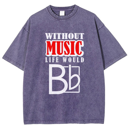 Without Music Life Would B Flat  Vintage Distressed T-shirt