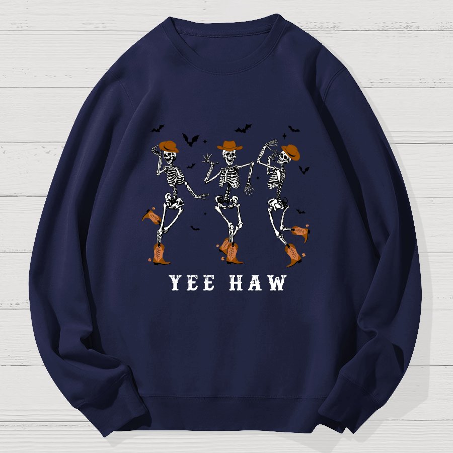 Dancing Skeleton Pumpkin Halloween Geek Cotton Sweatshirt