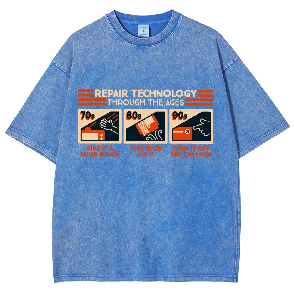 Repair Technology Through the Ages Vintage Distressed T-shirt