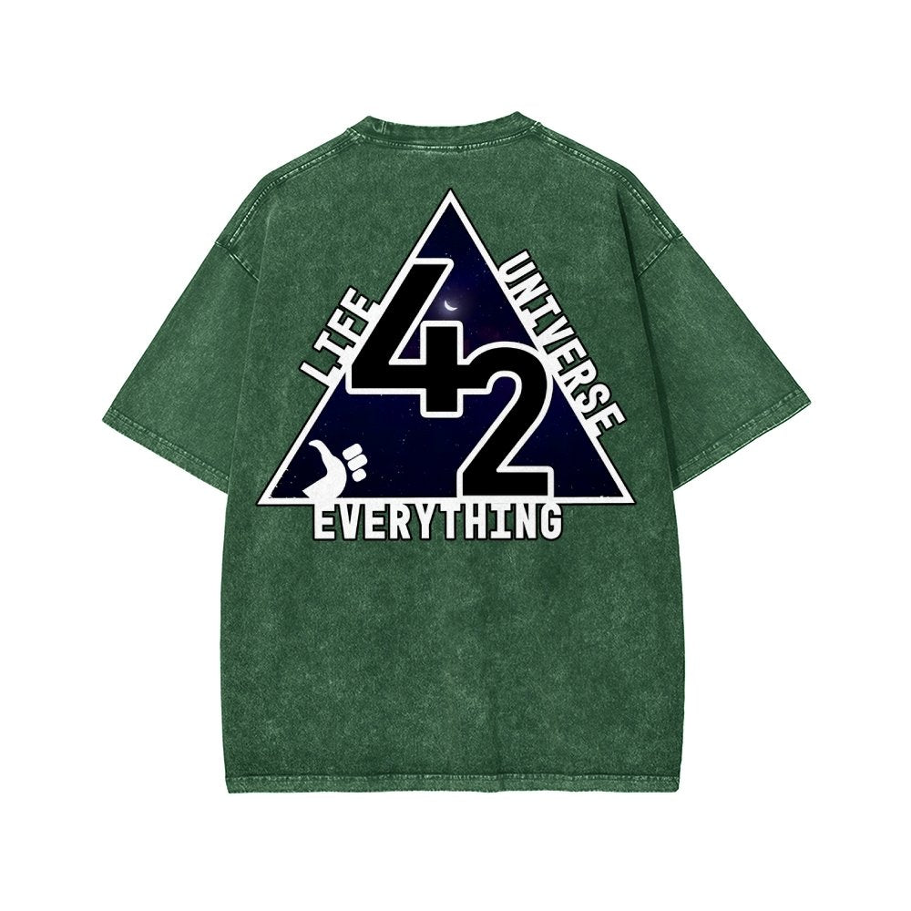 The Answer To The Ultimate Question Of Life The Universe And Everything Is 42. Washed T-shirt