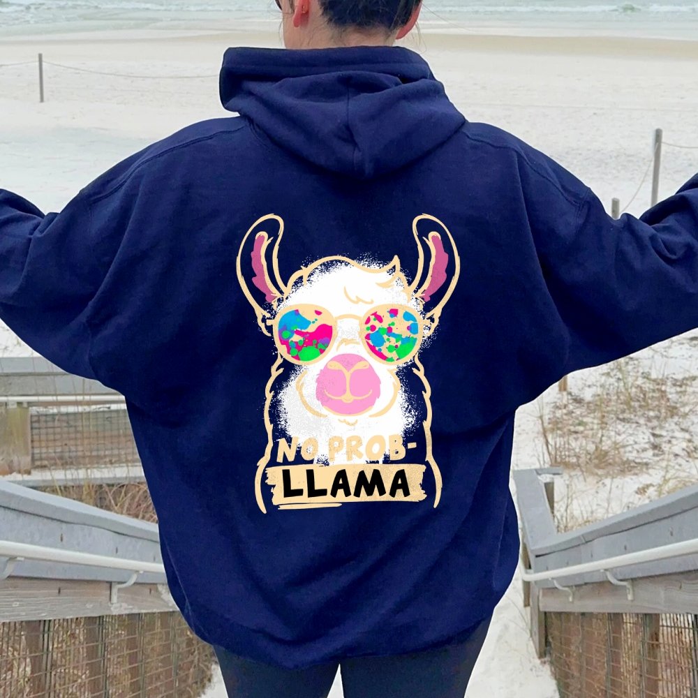No probllama Printed Back Unisex Cotton Hoodie