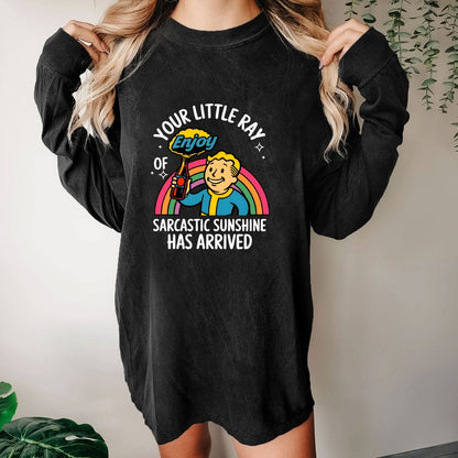 Your Little Ray of Sarcastic Sunshine Has Arrived Washed Long Sleeve Tee