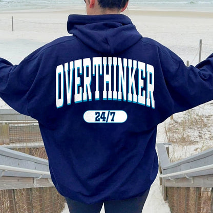 Overthinker All the time Printed Back Cotton Hoodie