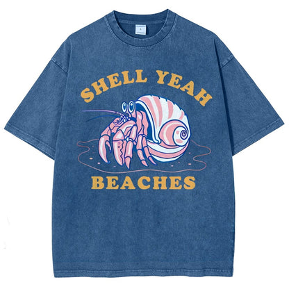 Shell Yeah Beaches Vintage Distressed T-shirt