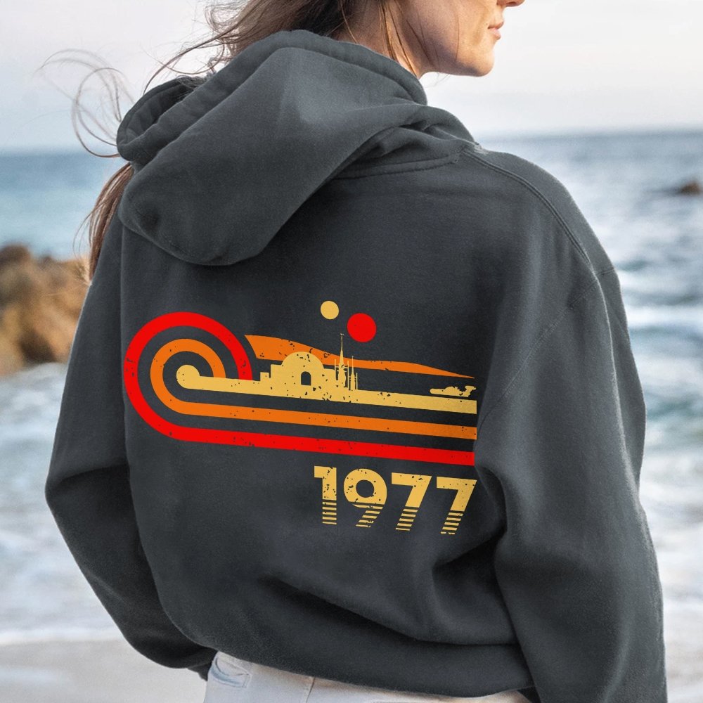 Retro Vintage Desert Planet Printed Back Unisex Cotton Hoodie
