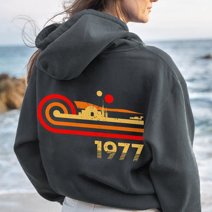 Retro Vintage Desert Planet Printed Back Unisex Cotton Hoodie