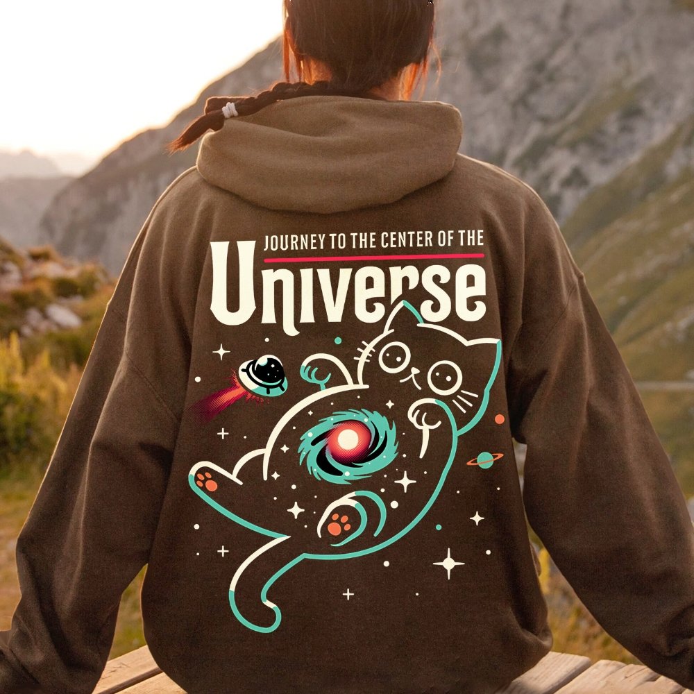 Journey to the Center of the Universe Geek Printed Back Cotton Hoodie