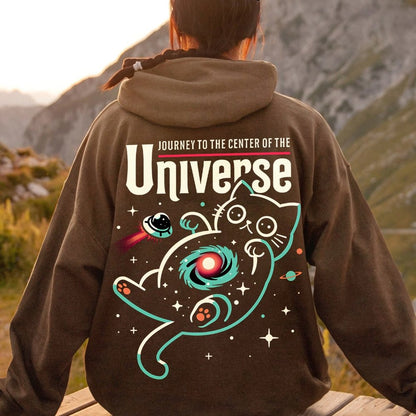 Journey to the Center of the Universe Geek Printed Back Cotton Hoodie
